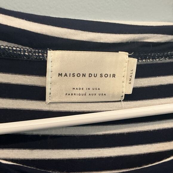 Maison Du Soir Edith Top Size Small Navy Blue Striped Sleepwear Sleep Leisure - Picture 3 of 8